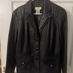Covington Women's Sleek Black Leather Blazer Size XL